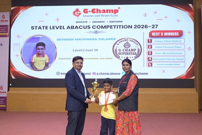Devansh Machindra Solanke — G-Champ Super Star, Level 1A, at the G-Champ State Level Abacus Competition 2026