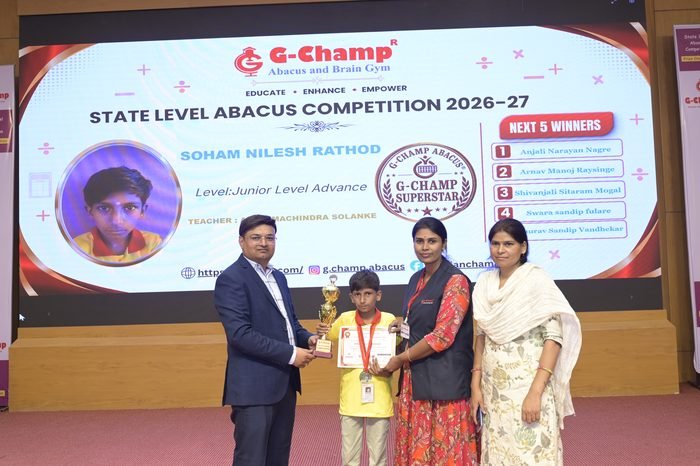 Soham Nilesh Rathod — G-Champ Super Star, Junior Level Advance, at the G-Champ State Level Abacus Competition 2026