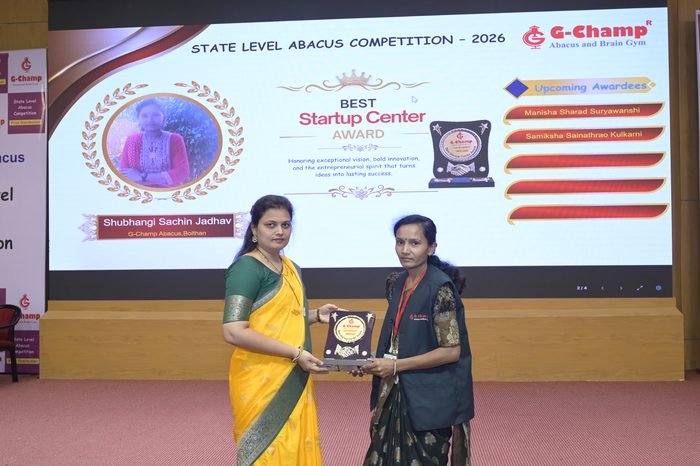 Shubhangi Sachin Jadhav — Best Startup Award at the G-Champ State Level Abacus Competition 2026