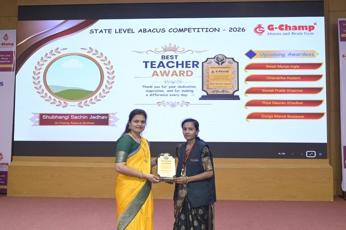 Shubhangi Sachin Jadhav — Best Teacher at the G-Champ State Level Abacus Competition 2026