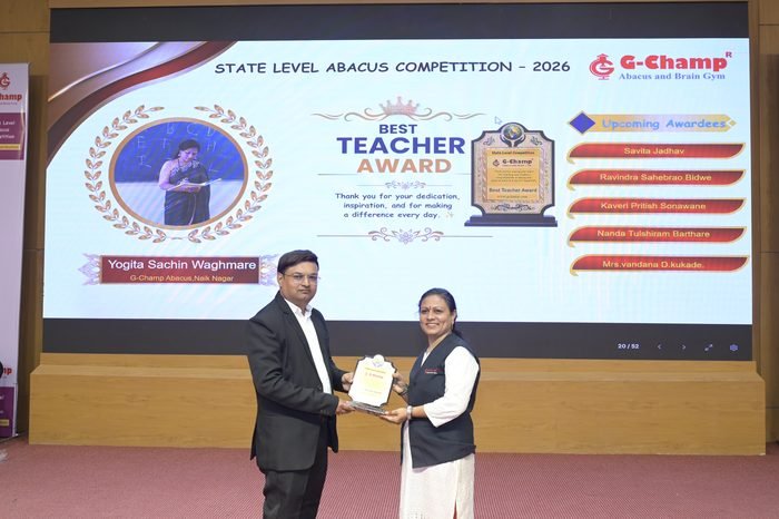 Yogita sachin waghmare — Best Teacher at the G-Champ State Level Abacus Competition 2026