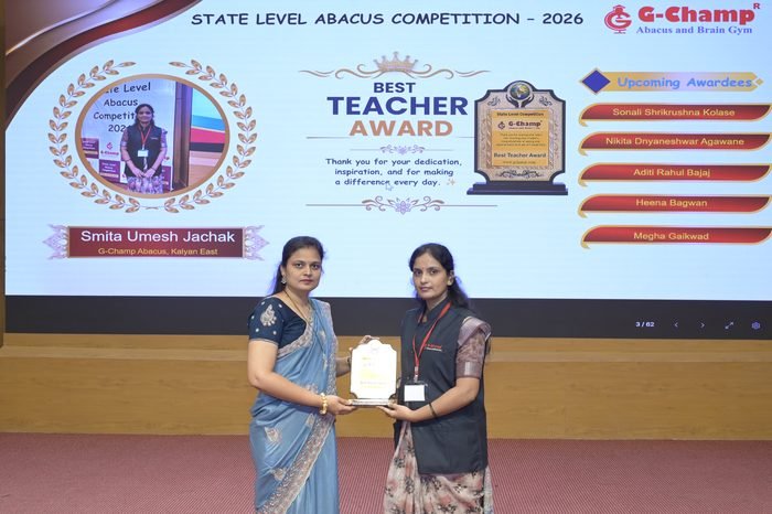 Smita Umesh jachak — Best Teacher at the G-Champ State Level Abacus Competition 2026