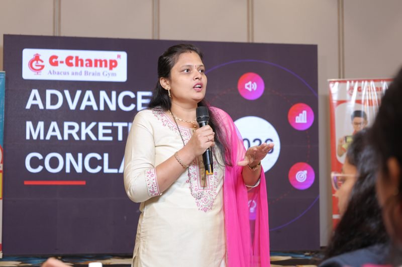 G-Champ Managing Director Arti Tupkari Deshmane leading the marketing guidance session at the Conclave 2026