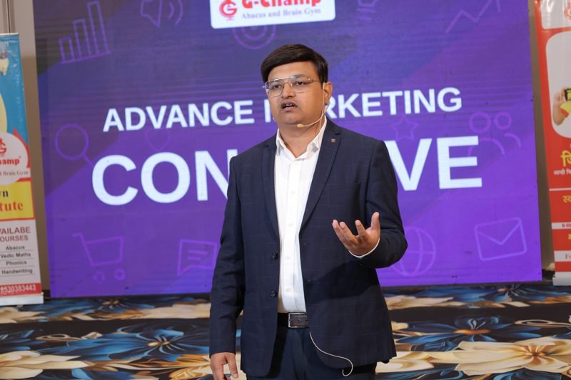 G-Champ Managing Director Yogesh Deshmane addressing franchise partners at the Marketing Conclave 2026